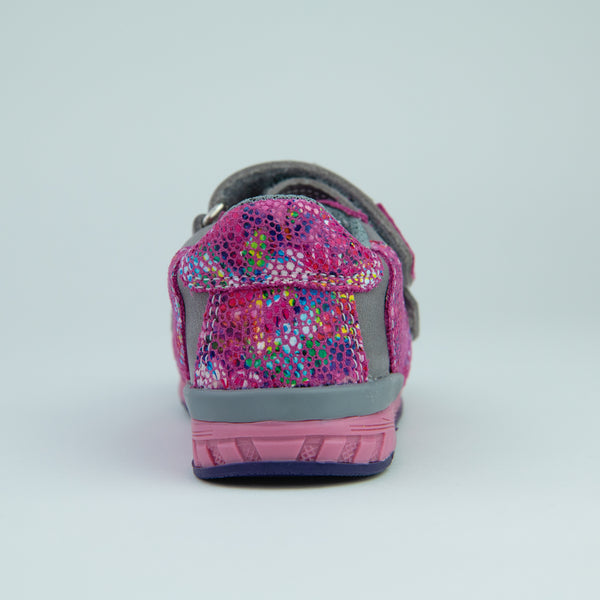 Toddler Velcro Trainers - Pink Pattern/Grey