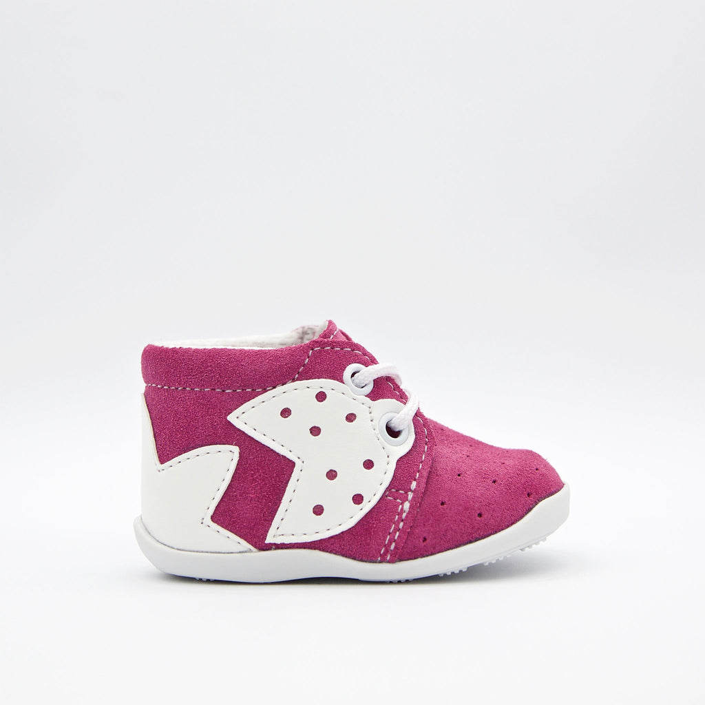 Suede High-Top Trainers - Fuxia/White